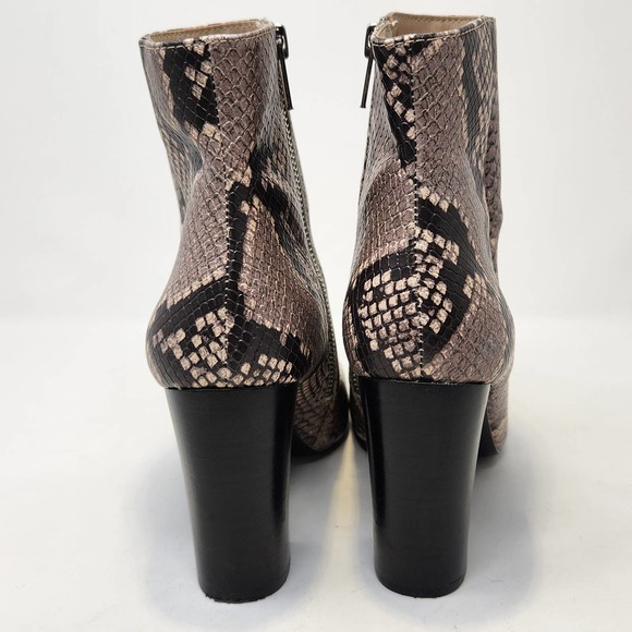 Steve Madden Pixie Gray Snake Print Faux Leather Ankle Boots 6.5 M Stacked Heel - Picture 6 of 8